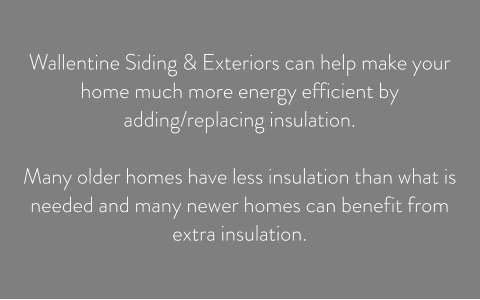 Wallentine Siding & Exteriors can help make your home much more energy efficient by adding/replacing insulation.   Many older homes have less insulation than what is needed and many newer homes can benefit from extra insulation.